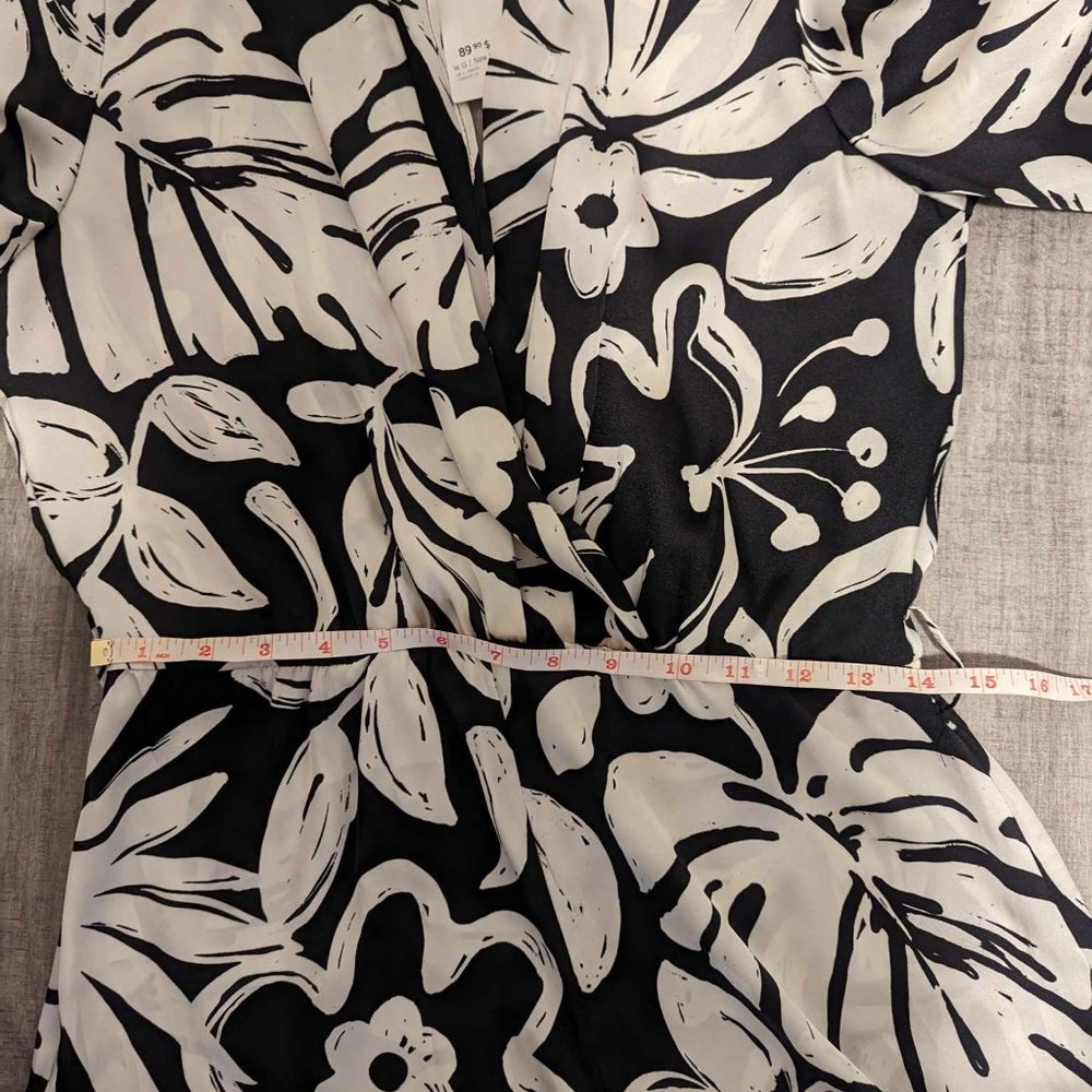 Zara Black and Cream Floral Wrap Jumpsuit - Picture 12 of 14